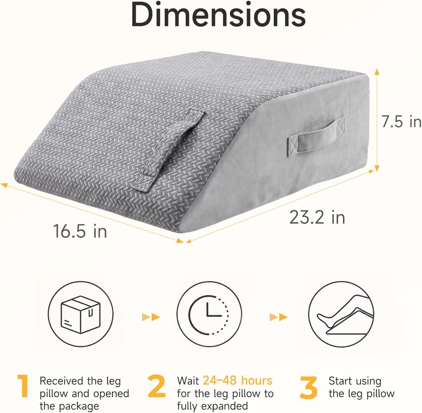 Leg Pillow Elevation Blood Circulation, 23.2×16.5×7.5in, White | Leg Elevating Pillows for After Surgery, Foot Knee Pillow for Back Pain, Memory Foam Wedge for Elevation for Leg Swelling