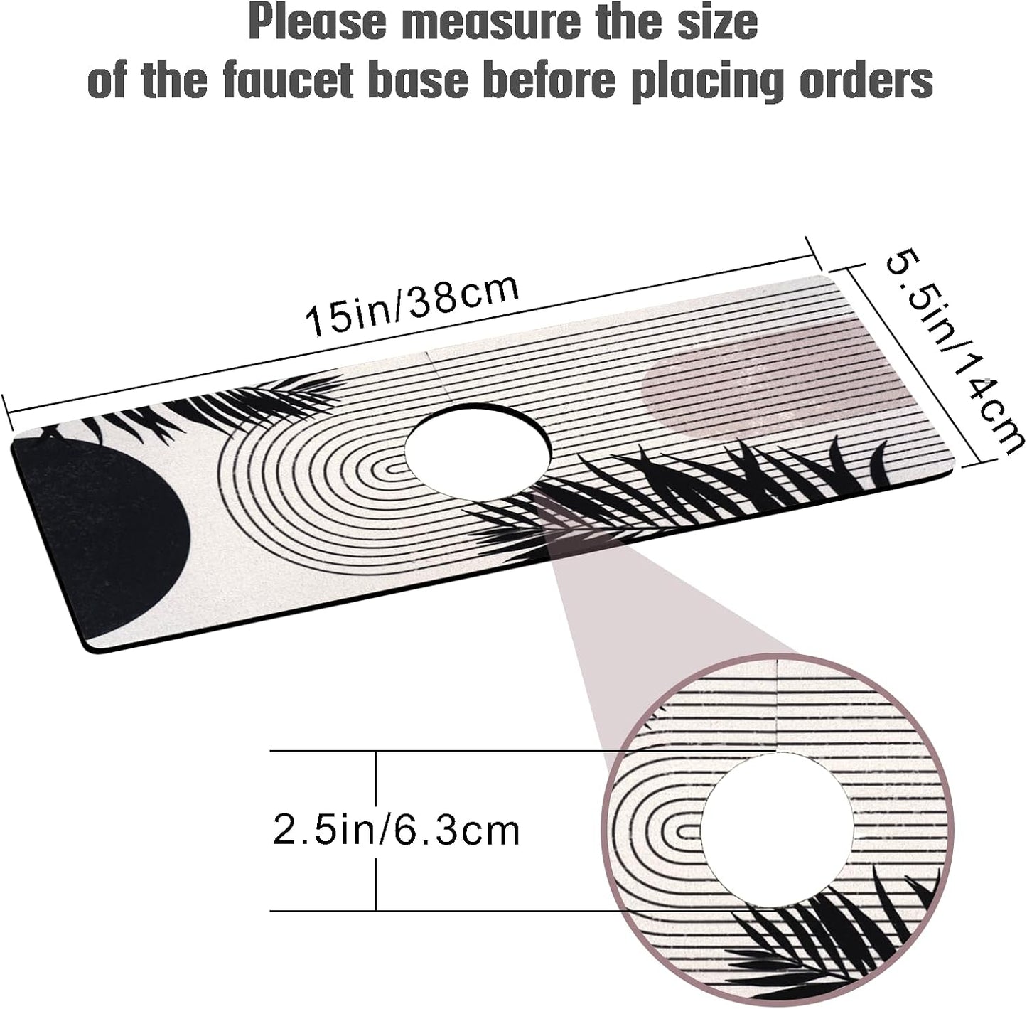 Sink Faucet Absorbing Mat, 2 Pack Drying Mat Around Faucet Sink Splash Guard Behind Faucet Sinkmat For Kitchen Bathroom Island Rv 24 * 5.5 Inch (60 * 14 cm)