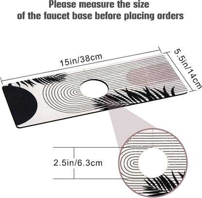 Sink Faucet Absorbing Mat, 2 Pack Drying Mat Around Faucet Sink Splash Guard Behind Faucet Sinkmat For Kitchen Bathroom Island Rv 24 * 5.5 Inch (60 * 14 cm)