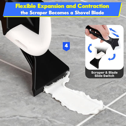 Caulking Tool 5 in 1, Caulk Remover & Silicone Sealant Finishing Kit with Grout Scraper and 6 Silicone Pads, Ideal for Kitchen, Bathroom, and Window Sealing