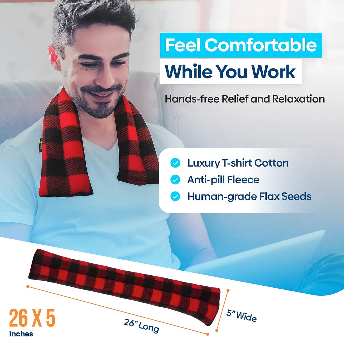SunnyBay Microwavable Heating Pads, Microwavable Moist Heated Neck and Shoulder Wrap, Versatile Weighted Beanbag Cold Pack or Warm Compress, 2.2 lbs, 26x4 Inches, Navy Blue