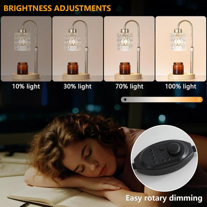 Candle Warmer Lamp with Timer and Dimmer,Electric Gold Light Gifts for Women Melt Wax Warmer Lamp with 2 Bulbs for Candle Jars House Warming New Home Decor Bedroom