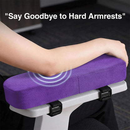 Smiry Memory Foam Office Chair Armrest Pads, Non-Slip Armrest Cushion | Ergonomic Arm Rest Pads with Adjustable Buckles and Straps, Elbow Relief for Desk, Gaming & Wheelchair, Black, Set of 2