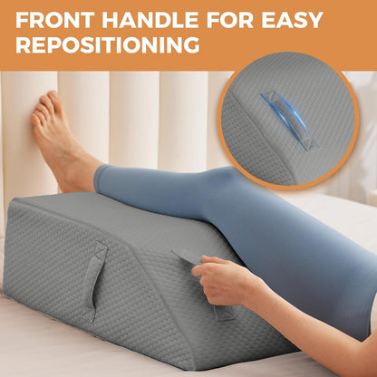 BIEEZZK Leg Elevation Pillow Blood Circulation, 23.6×16.8×8in, White/Grey