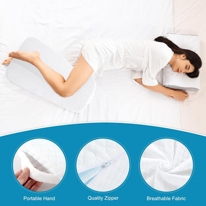 HOMBYS Memory Foam Knee Pillow for Side Sleepers, Leg Pillow for Knee, Separates The Knees for Body Alignment-Between Leg Pillow for Lower Back Pain Relief and Pregnancy Support -(18"x30"x3", White)
