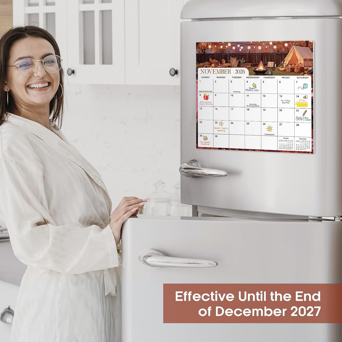 2026-2027 Magnetic Calendar for Refrigerator, Apr 2026-Dec 2027 | 21-Month Fridge Calendar 2026-2027 for Home Planning, Scheduling and Easy Organization, Greenery
