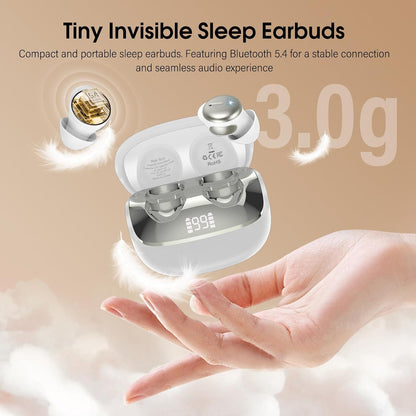 Sleep Earbuds Bluetooth 5.4, Mini Light-Weight Headphones for Side Sleepers | Features Sleep Mode & Built-in White Noise for Relaxing. 48H Battery & Clear Calls. Perfect Mini Earphones for Sound Sleep