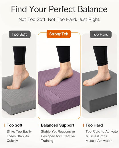 StrongTek Foam Balance Pad, High-Density TPE, 15.8 x 13 x 2 in, Non-Slip | Water-Resistant, Supportive Cushioning, Kneeling Support, Core Strength and Stability Training, Physical Therapy and Yoga