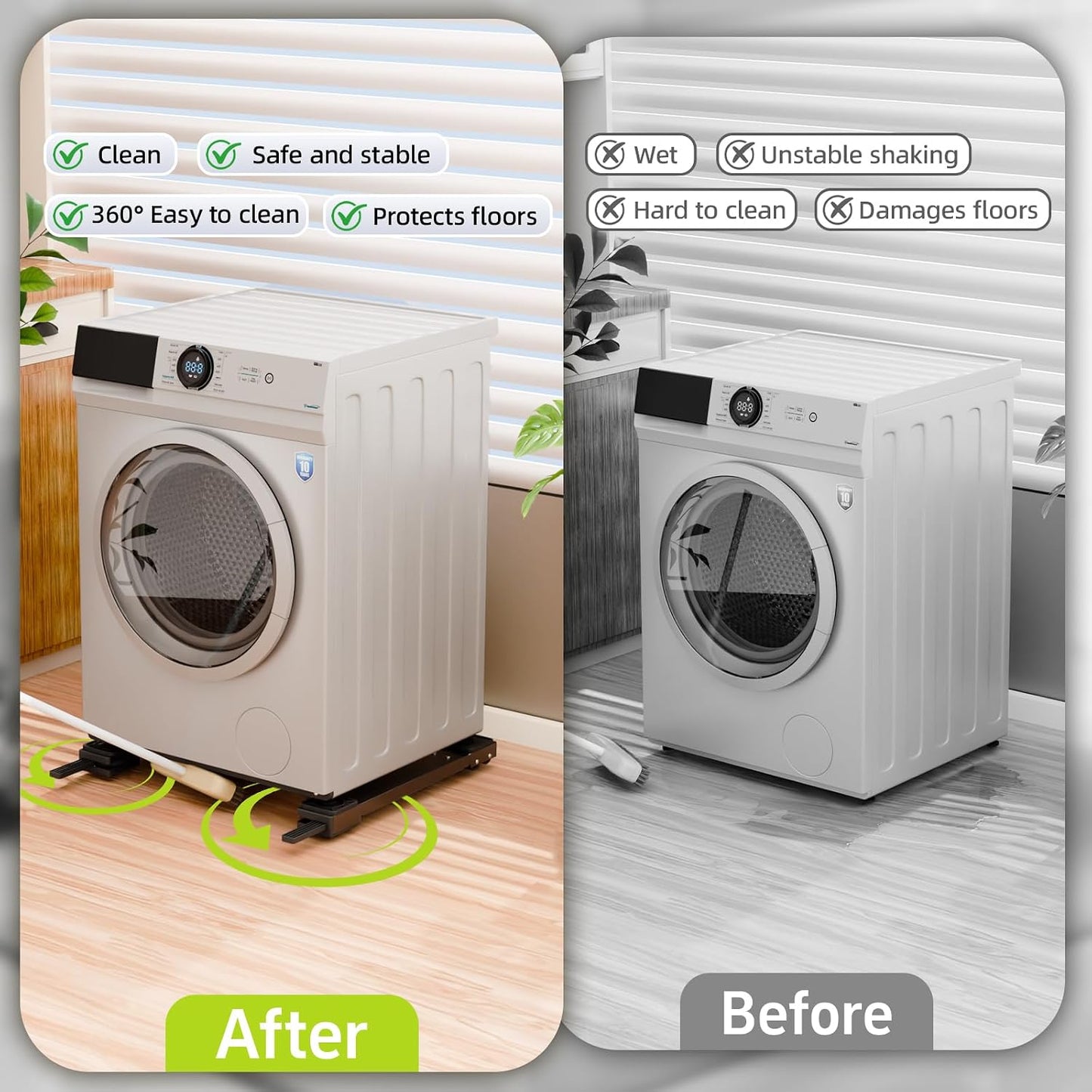 Appliance Rollers Heavy Duty,Newest 360° Movement Appliance Sliders,20-32in Extendable,Liftable Anti Slip Washing Machine Base,Easily Move Washer and Dryer Machines,Refrigerators,Furniture-Black