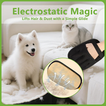 Electrostatic Pet Hair Remover Glove – Reusable Lint Roller Alternative for Furniture, Carpet & Clothes – Washable Dog & Cat Hair Brush with Strong Grip – No Sticky Refills Needed(1PCS)