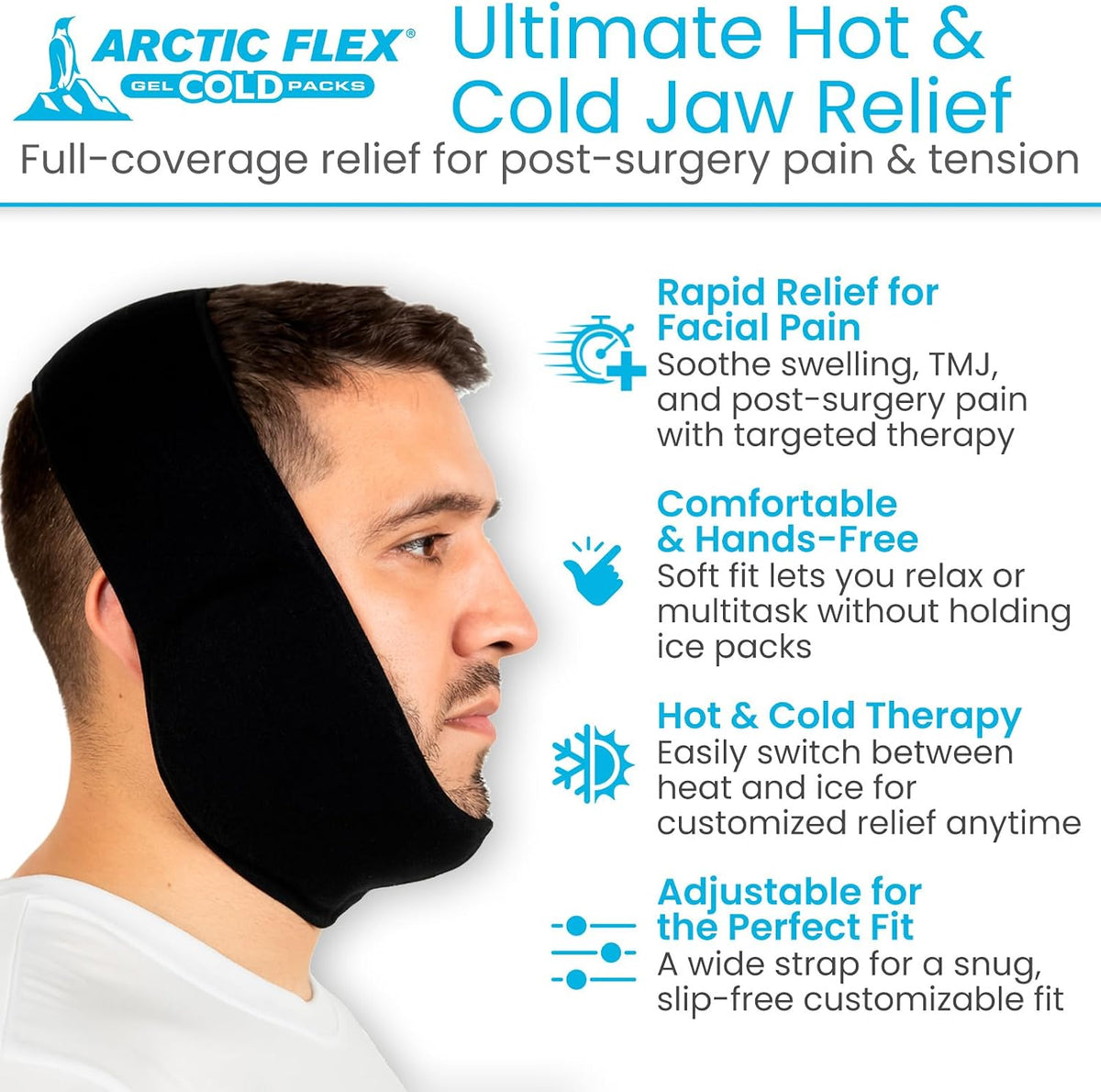 Vive Jaw Ice Pack Wrap for Face & Oral Surgery - Wisdom Teeth Ice Head Mask
