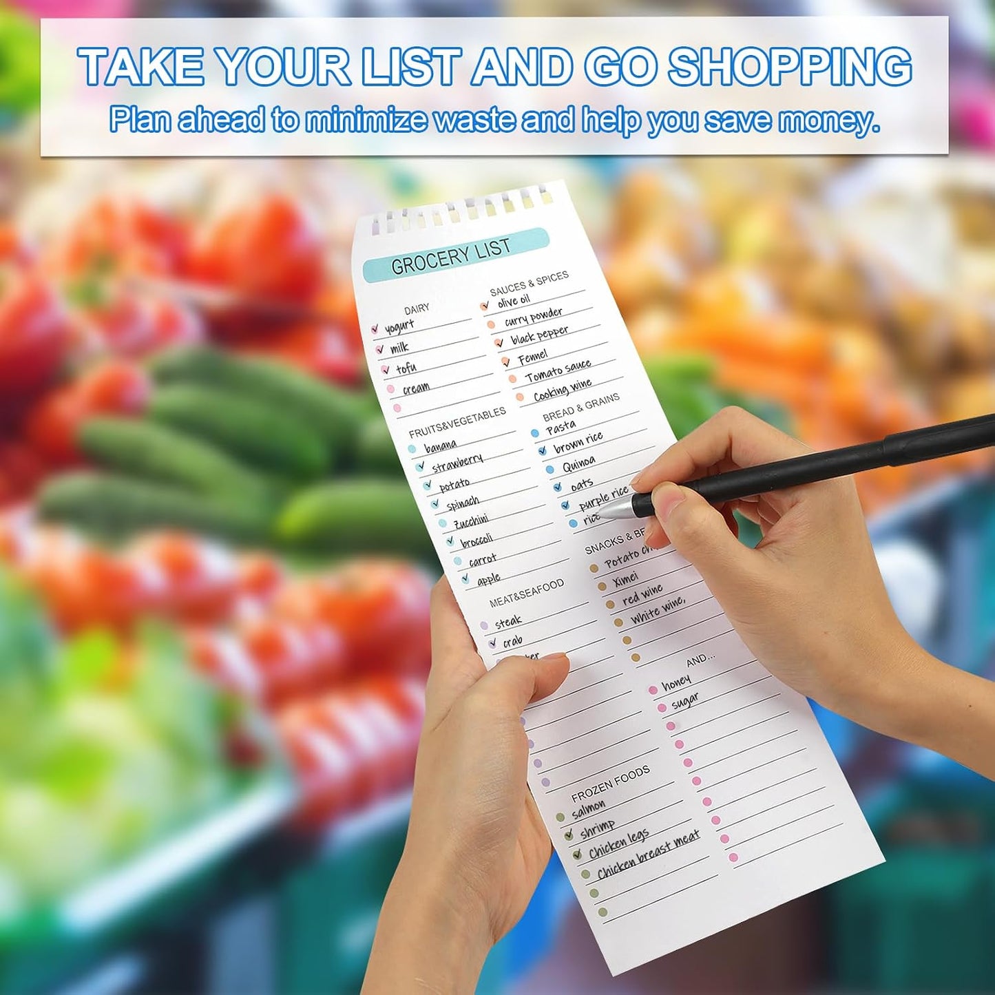 Weekly Meal Planner Notebook 8.5x11”, 50 Sheets Weekly Meal Planner Magnetic, Double Helix Meal Planner and Grocery List, Wall-Mountable Menu Planner for Fridge Notepad for Daily & Plan