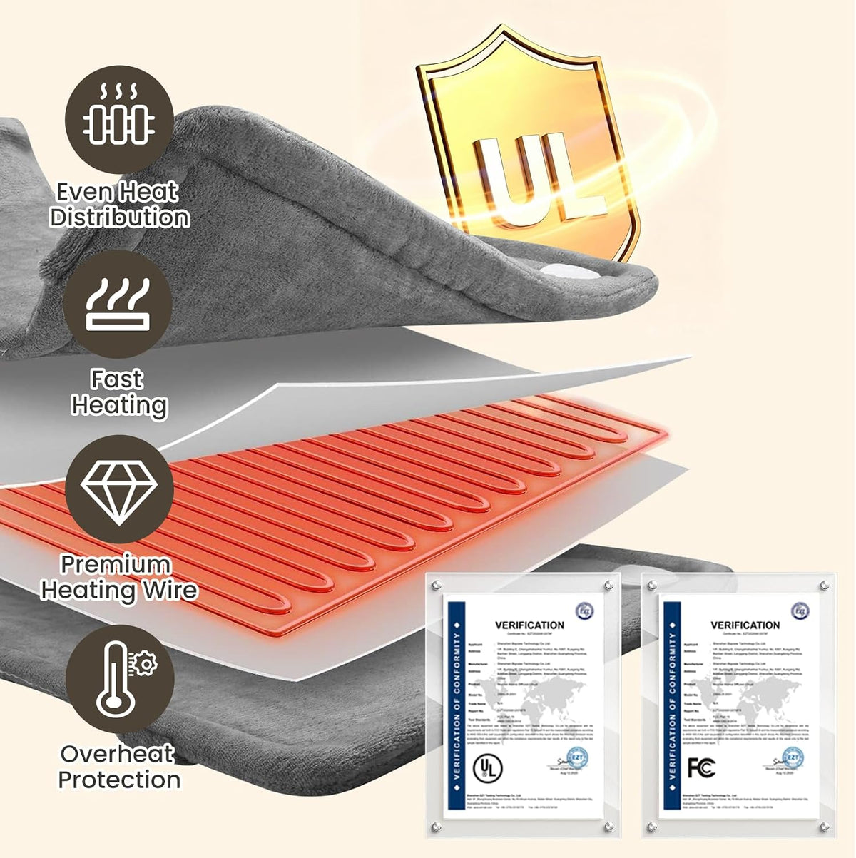 DAILYLIFE Heating Pad with Massager for Neck and Shoulders, Wearable Electric Heating Pads for Back Pain Relief, Auto-Shut Off, 6 Heat Settings, 4 Massage Modes, Large Size, UL Certified, Blue
