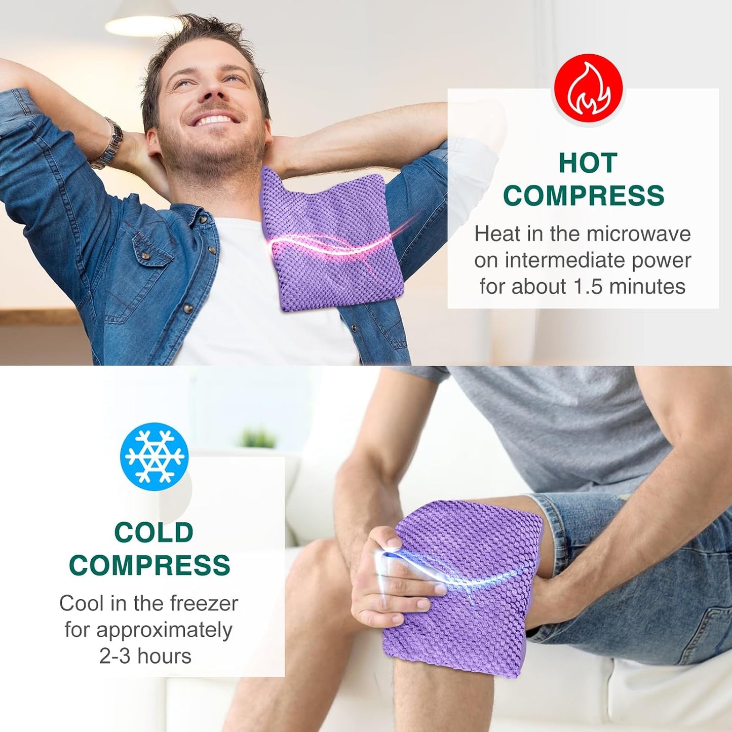Microwavable Heating Pads 15 * 9" for Pain Relief, Weighted Moist Microwave Heat Pad for Cramps, Neck Shoulder, Back, Warm Compress Rice Bean Bag Hot Pack for Muscles, Joints Ache, Unscented,1 Pack
