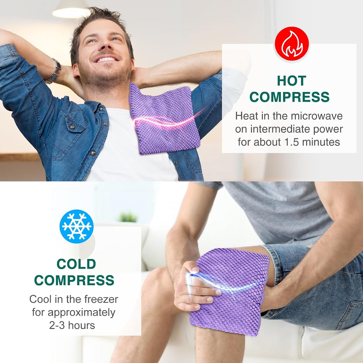 Microwavable Heating Pads 15 * 9", Weighted Moist Microwave Heat Pad for Cramps Neck Shoulder, Back Pain Relief, Warm Compress Rice Bean Bag Hot Pack for Muscles Ache, Joints, Unscented