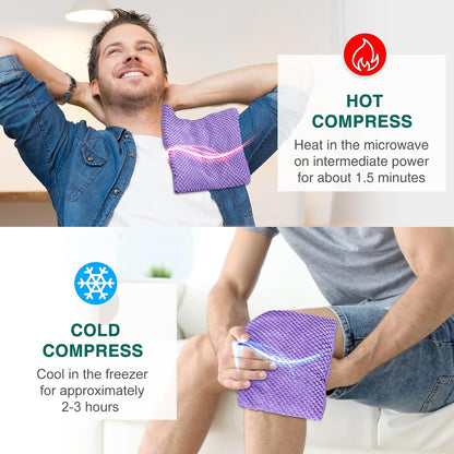 Microwavable Heating Pads 15 * 9", Weighted Moist Microwave Heat Pad for Cramps Neck Shoulder, Back Pain Relief, Warm Compress Rice Bean Bag Hot Pack for Muscles Ache, Joints, Unscented