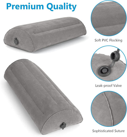 USHMA Inflatable Bolster Pillow, Half Moon Pillow for Legs, Knees, Lower Back & Head | Semi Roll Pillow for Bed, Sleeping | Knee Pillow for Side, Back Sleepers - Ankle & Knee Support - Leg Elevation