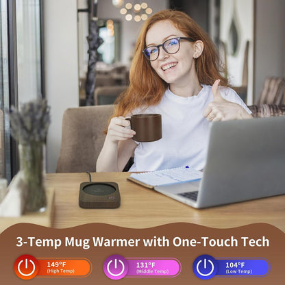 VOBAGA Coffee Mug Warmer Set with Auto Shut Off, 15 oz Coffee Mug Gift Set & 3 Temperature Settings Home Office Desk Accessories Valentine's Day Gift