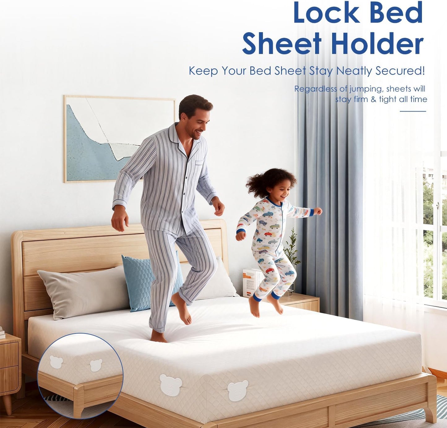 Patented Bed Sheet Holders ABS Lock System for Fitted Sheets Secure Clips | Patented Lock Design, 168 Anti-Slip Points, Reinforced ABS Material, One-Time Installation, Fits All Mattress Sizes