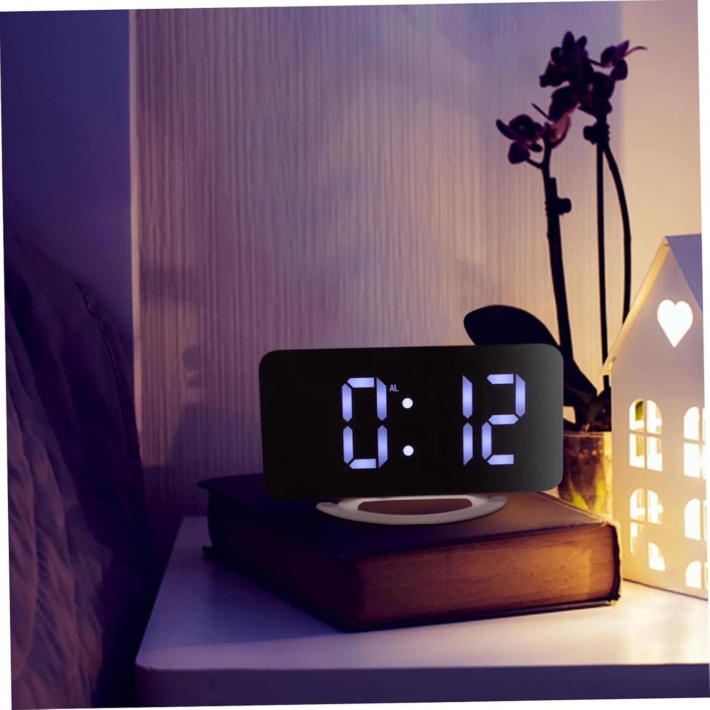 Unomor Vibrating Alarm Clock with Bed Shaker Large Digital Display Black LED Alarm Clock for Bedroom Heavy Sleepers Snooze Function for Office and Home Use