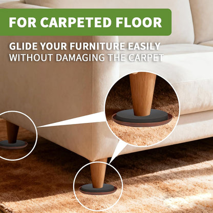Furniture Sliders for Carpet 8 PCS - 3 1/2" Beige | Furniture Moving Sliders, Chair Leg Floor Protectors, Carpet Sliders for Furniture - Move Your Furniture Easily & Safely