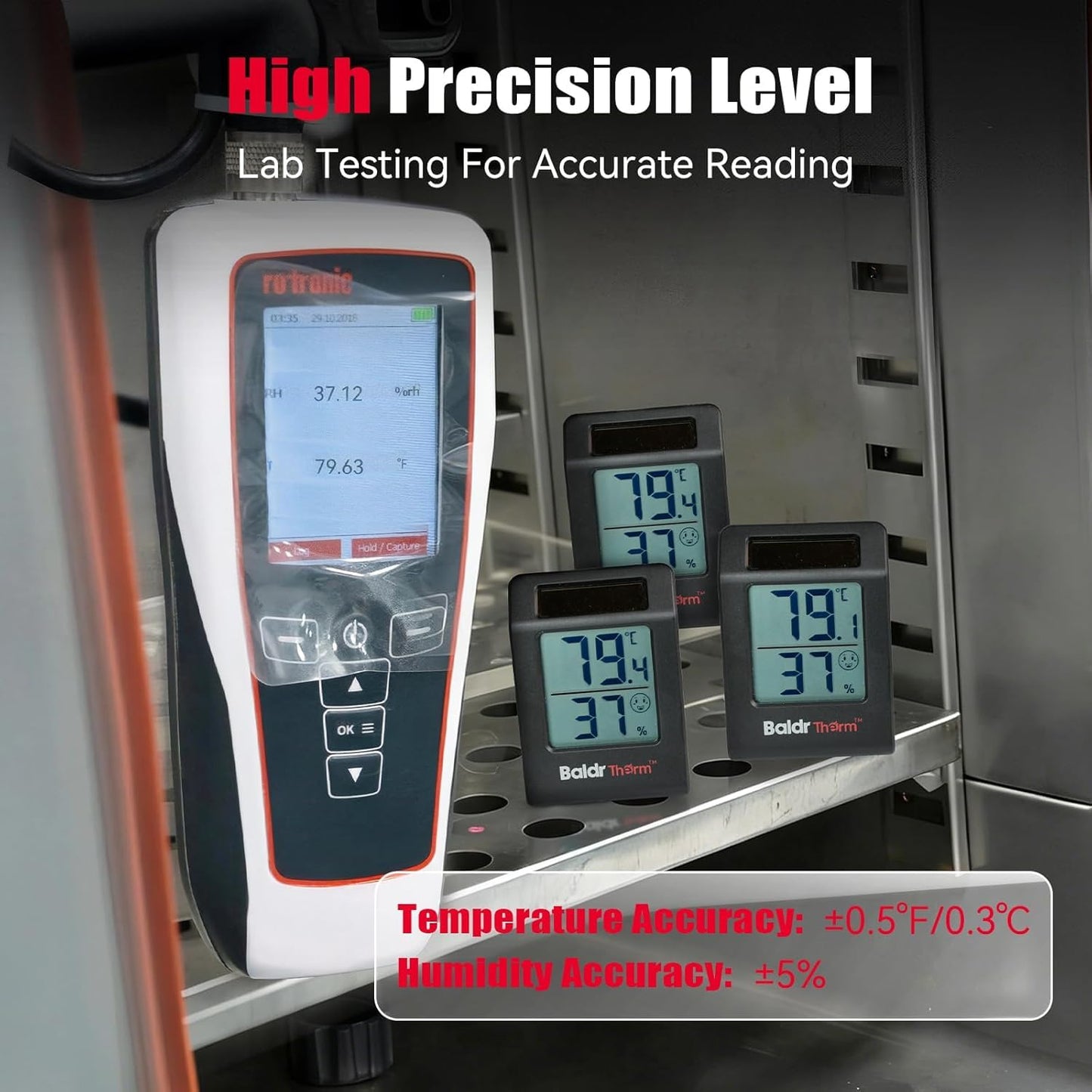 2.2'' Digital Thermometer and Hygrometer Meter, Solar-Powered Indoor Temperature Sensor Humidity Monitor, Humidity Gauge for Baby Rooms, Bedrooms, Home, Office, and Wine Cellars, White, 2Pack