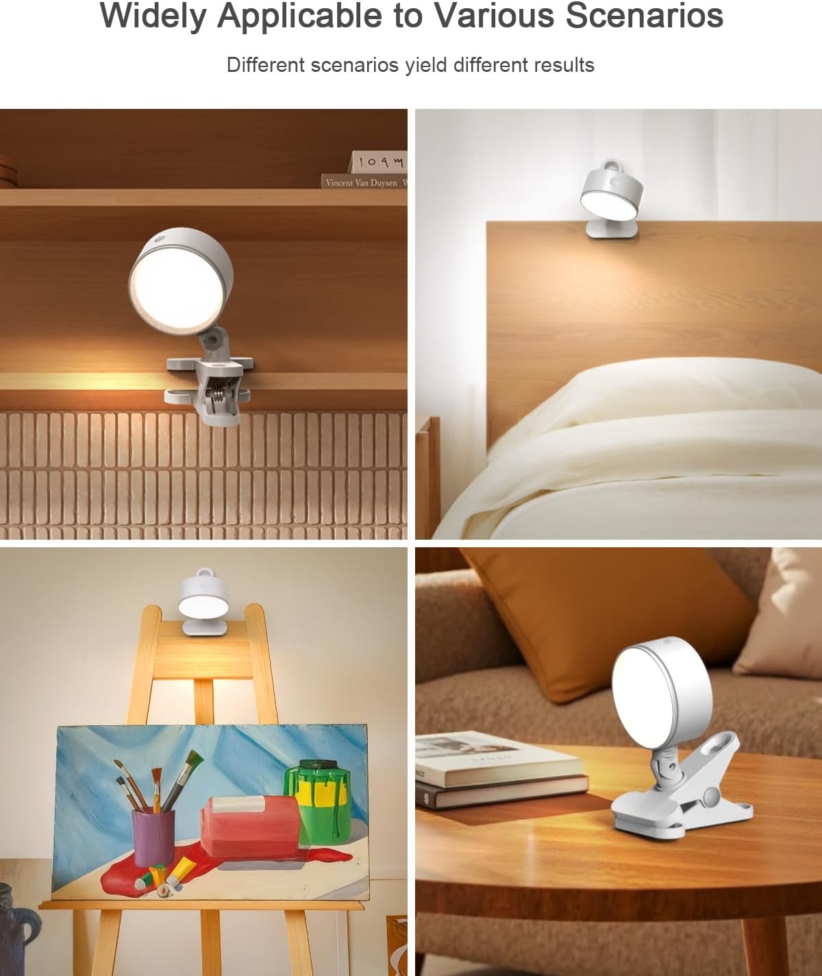 Clip on Light with 5000mAh Rechargeable Battery Operated, Eye Care Reading Light for Bed with 360° Rotation Touch & Remote, USB Clamp Light with 3 Color Modes & Dimmable for Headboard Bedside (black)