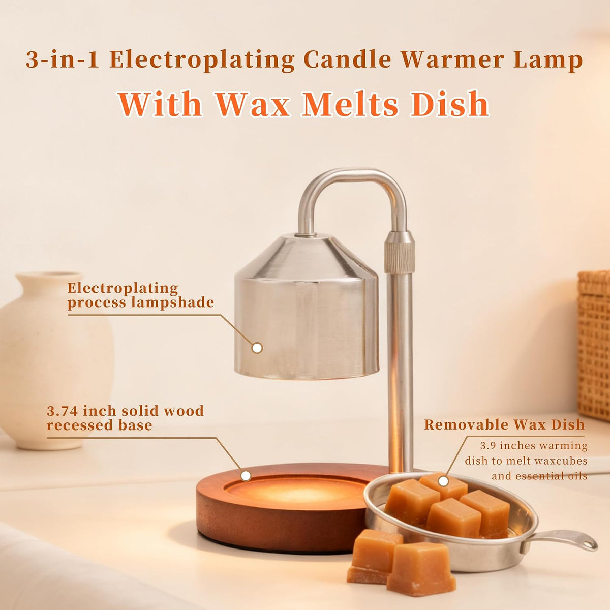 MOAFINA White Candle Warmer Lamp with Timer,Height Adjustable Dimmable