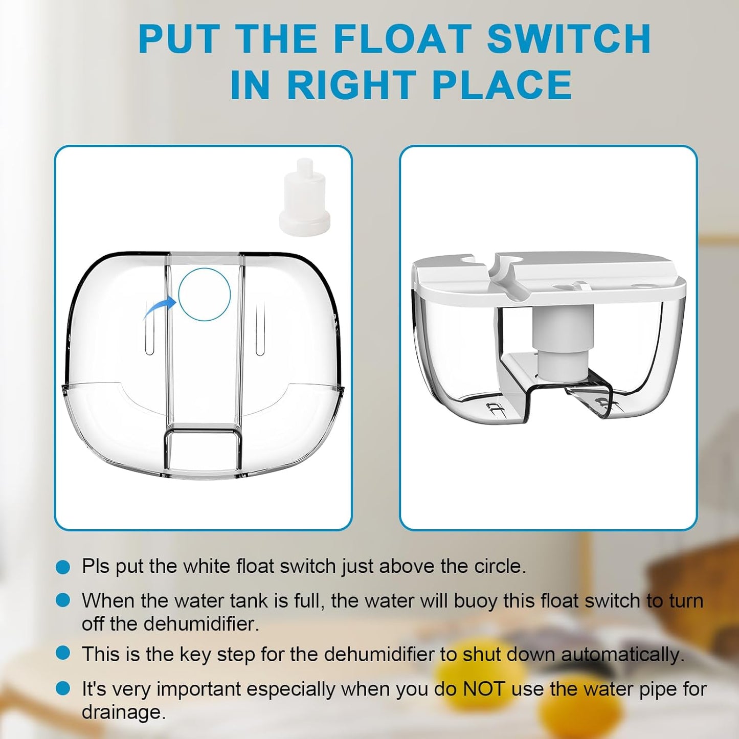 Dehumidifier with Drain Hose. Litever Small Portable Dehumidifier. Auto-OFF. Drain Hose for Continuous Drainage. Effective for Small Bathroom Pantry Closet Basement Wardrobe Gun safe RV Trailer Camper