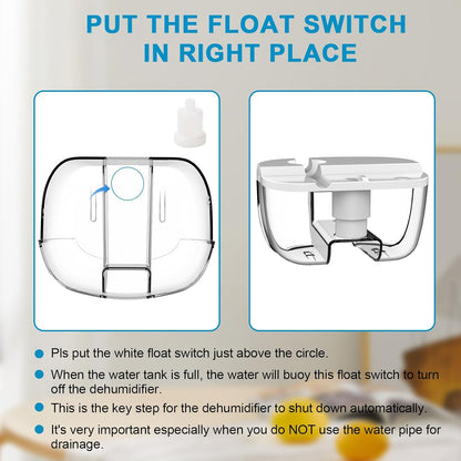 Dehumidifier with Drain Hose. Litever Small Portable Dehumidifier. Auto-OFF. Drain Hose for Continuous Drainage. Effective for Small Bathroom Pantry Closet Basement Wardrobe Gun safe RV Trailer Camper