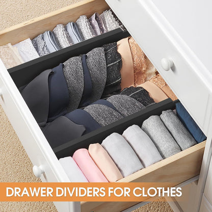 Bamboo Drawer Dividers, Adjustable Drawer Organizers, Fits 12.6–16" Drawers | 2.5" High, 4 Pack Expandable Drawer Separators for Kitchen, Nursery, Dressers & Office Storage, Natural