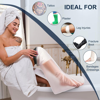 Adult Waterproof Foot Cast Cover, Reusable Watertight Ankle Cast Protector | Durable & Watertight Shower Boot, Reusable Shower Bag for Leg, Soft Comfortable Shower Bag for Post-Surgery Foot Ankle Injury