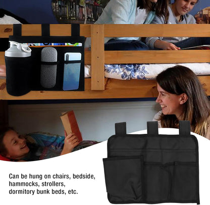 Buachois Hanging Bedside Caddy, Bedside Storage Organizer with 4 Pocket