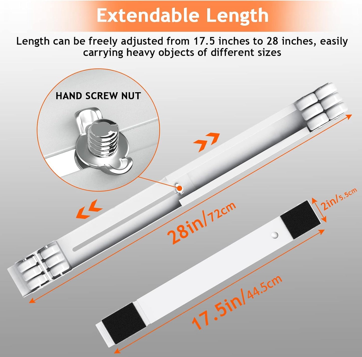 Ronlap Furniture Washing Machine Dolly Extendable Appliance Rollers, White | Heavy duty stand wheels for washing machine, refrigerator. Low profile mover dolly for washer and dryer, fridge & appliances