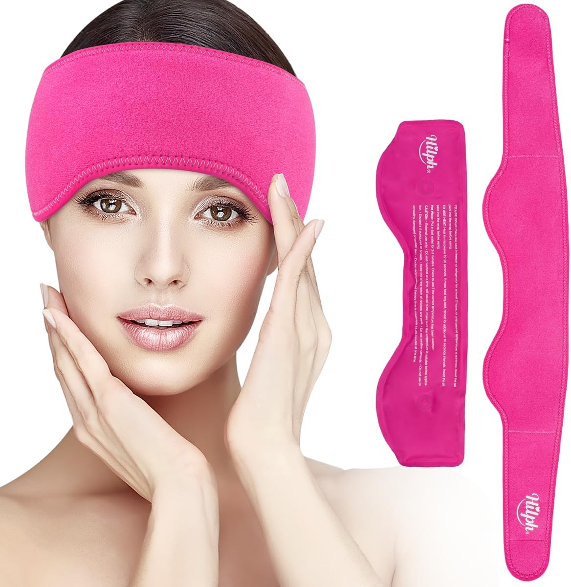 Hilph Headache Ice Pack Wrap, Adjustable Migraine Ice Head Wrap | Reusable Head Cold Pack, Forehead Gel Ice Pack for Migraine Relief, Headache Tension, Sinus Pain, Stress Relief, Fever