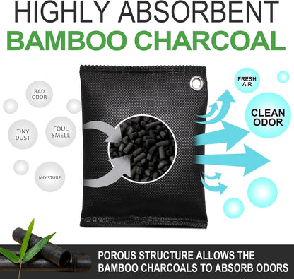 Activated Charcoal Odor Absorber, 10 Pack Natural Shoe Odor Eliminator, Bamboo Charcoal Air Purifying Bags, Sneaker Deodorizer and Moisture Absorbers for Clean Footwear, Shoe Odor Remover