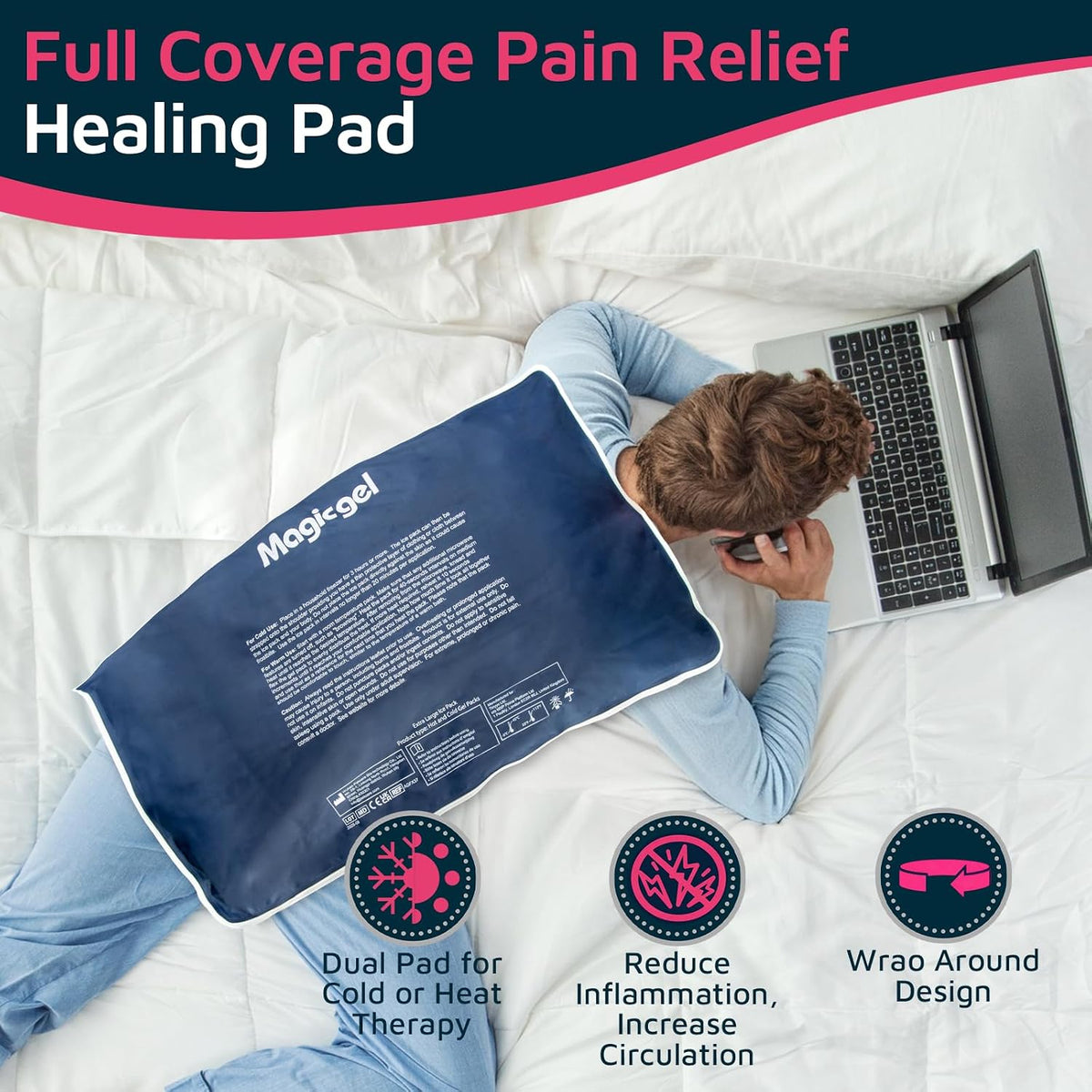 Extra Large & Reusable Ice Pack (15 x 23.5 inches, XL) for Maximum Back and Full Body Pain Relief from Injuries, Swelling, Bruises, Sprains | Ice Blanket for Sleeping & Physical Therapy | By Magic Gel