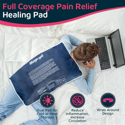 Extra Large & Reusable Ice Pack (15 x 23.5 inches, XL) for Maximum Back and Full Body Pain Relief from Injuries, Swelling, Bruises, Sprains | Ice Blanket for Sleeping & Physical Therapy | By Magic Gel