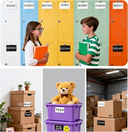 4x6 Inch Removable Storage Bin Labels, 100 Pcs (50 Sheets) Labels for Storage Bins with 1 Marker, Water Oil Tear Resistant No Residue Matte White Labels for Home Office School Business Storage Bins
