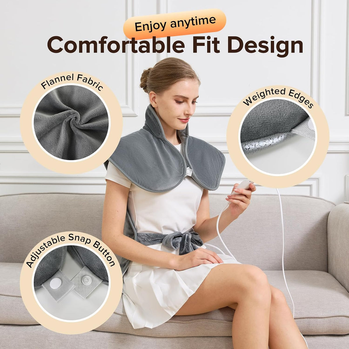 Electric Heating Pad for Neck Back Shoulder Pain Relief, 25"x37" Large Full Body Weighted Heated Pad for Menstrual Cramps - 5 Heat Levels/Snug Fit, Birthday Gifts for Women Men Mom Dad Elders