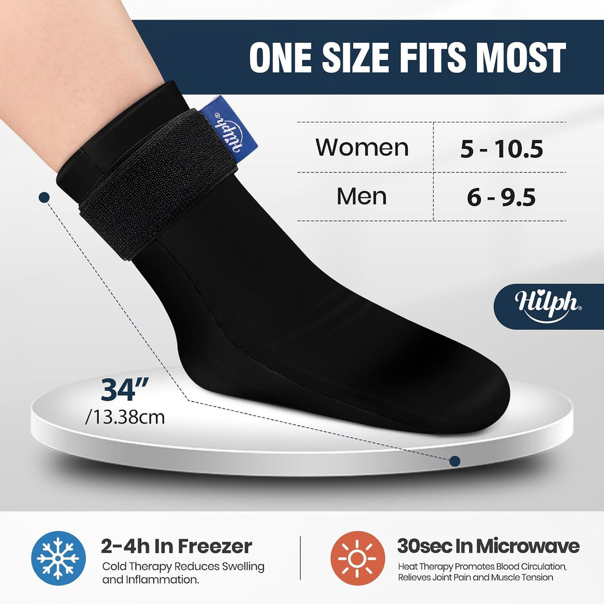 Hilph Ice Pack Sock for Full Foot Pain Relief, Hot Cold Therapy Sock
