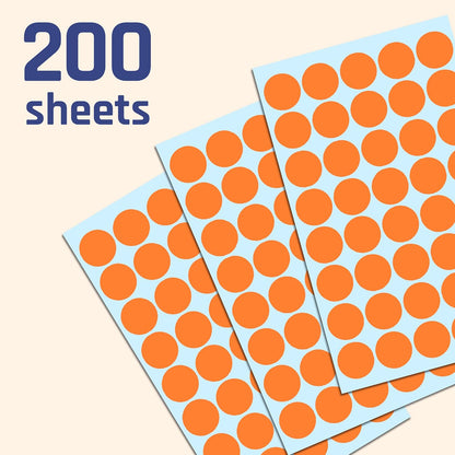 3/4" Round Colored Dot Stickers Labels - 10 Colors