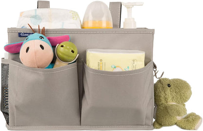Surblue Bedside Caddy Hanging Organizer Storage Bag Pocket for Bunk, Hospital, College Dorm Rooms, Baby Bed Rails, Camp - 4 Pockets, 2 Hooks (Blue)