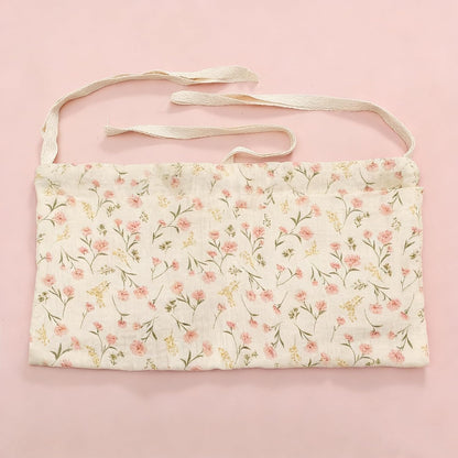 Baby Bedside Hanging Storage Bag Muslin Cotton Teddy Bear, Crib Diaper Caddy Organizer 2 Pockets, Nappy-Dormitory Nursery Organization Holder for Cribs, Playard or Wall Milk Bottle Bib Organizing