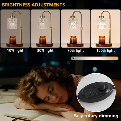 Candle Warmer Lamp with Timer and Dimmer,Electric Gold Light Gifts for Women Melt Wax Warmer Lamp with 2 Bulbs for Candle Jars House Warming New Home Decor Bedroom