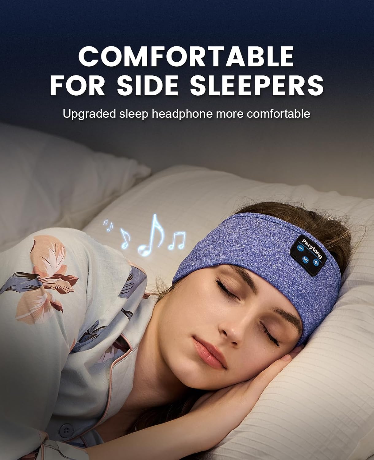 Perytong Sleeping Headphones Bluetooth Headband, Soft Long Time Play Sleeping Headsets with Built in Speakers Perfect for Workout,Running,Yoga,Travel, Darkgray