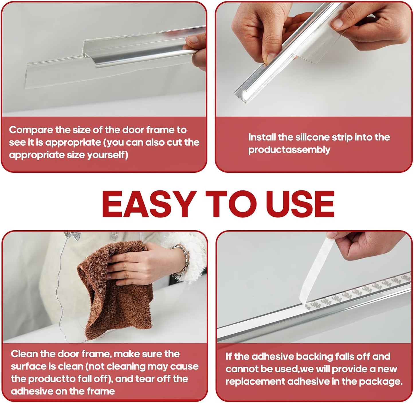 30" Chrome Framed Shower Door Replacement Drip Rail with Vinyl Sweep Door Water Deflector, Applied Mounting Tape and Screws (30Inch)