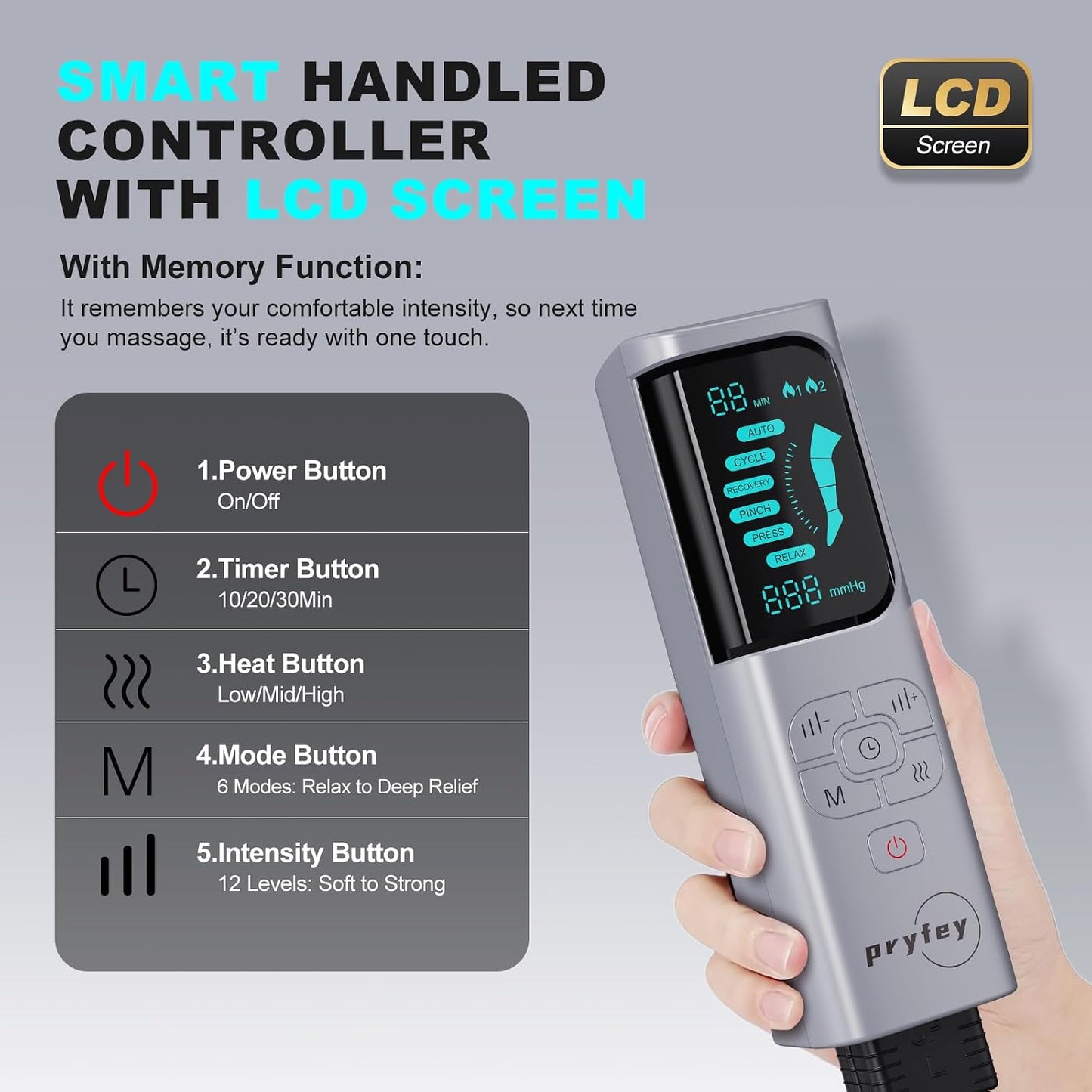 Leg Compression Massager for Circulation and Pain Relief, Compression Boots with Heated Knee, 6 Modes 12 Intensities 3 Timers, Foot Calf Thigh Recovery Machine, Gifts for Man Woman, Black