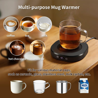 Coffee Mug Warmer + Mug Set, Cup Warmer for Desk, Candle Warmer with Timer | Electric Beverage Milk Tea Hot Drinks Warmer, 4 Temp Setting, 8H Auto Shut off Timer, Home Office Birthday Present