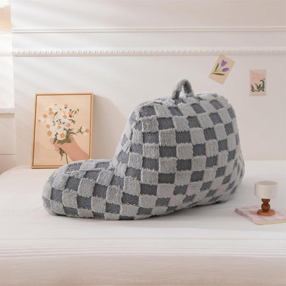 Aimuan Reading Pillow Checkered Bed Rest Wedge Backrest Checkerboard Pillow with Arms Back Support for Sitting Up in Bed Cushion Incline Rest Sleeping Snoring Pillow (Beige,Large)